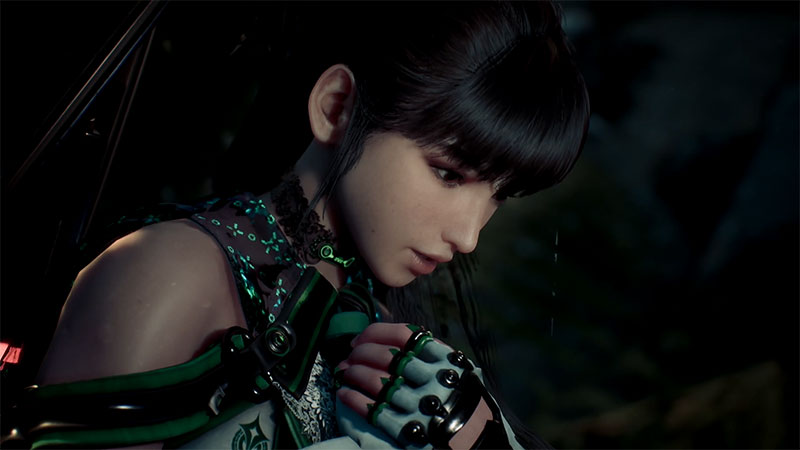 A close up photo of Eve, the main protagonist in Stellar Blade